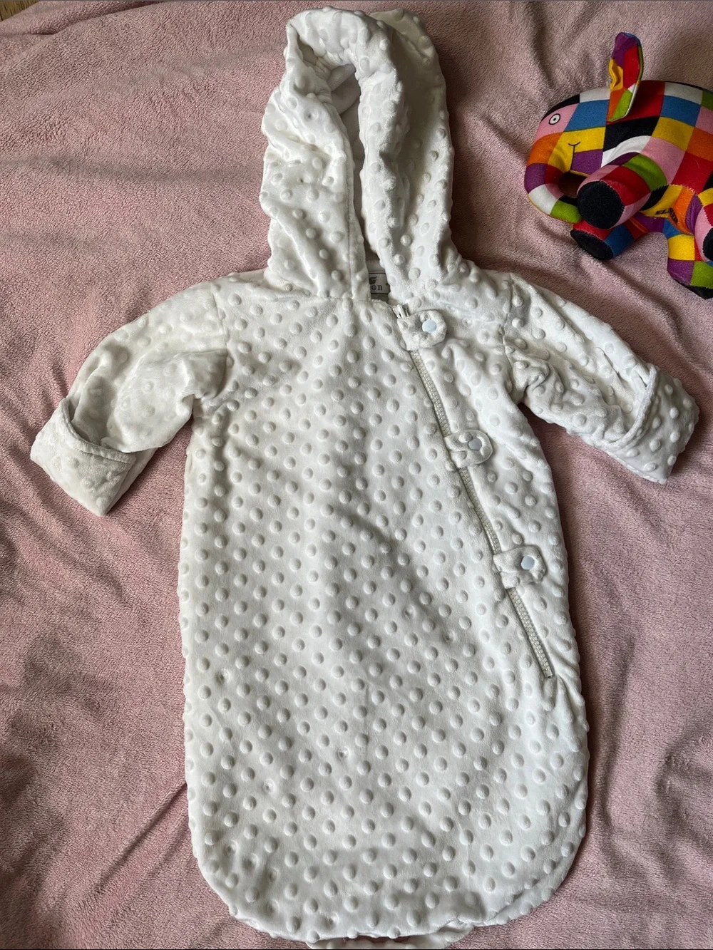 Widgeon Newborn Winter Cream Fleece Bunting Sack With All Over Minky Dots